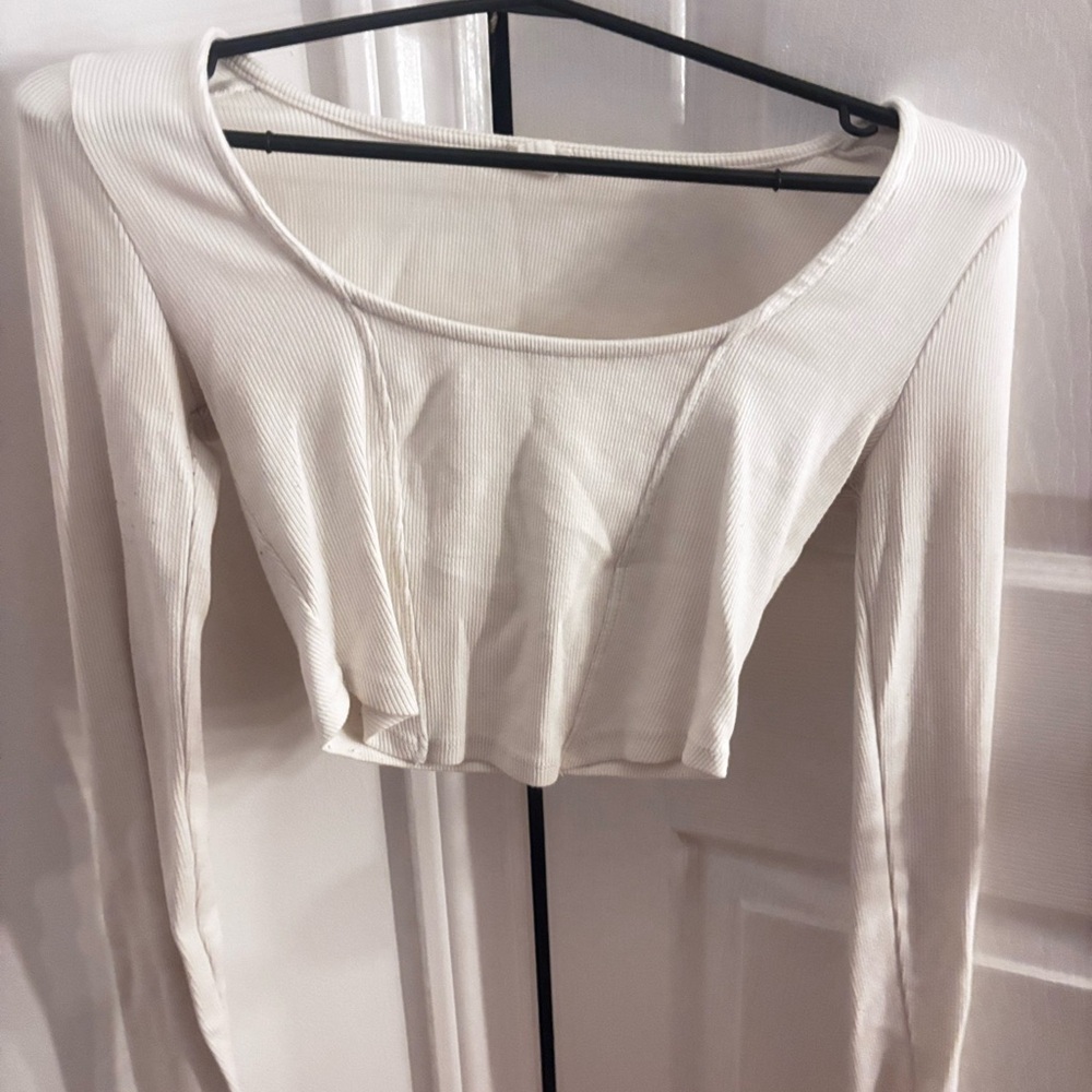 Garage Cream Long Sleeve Crop Top